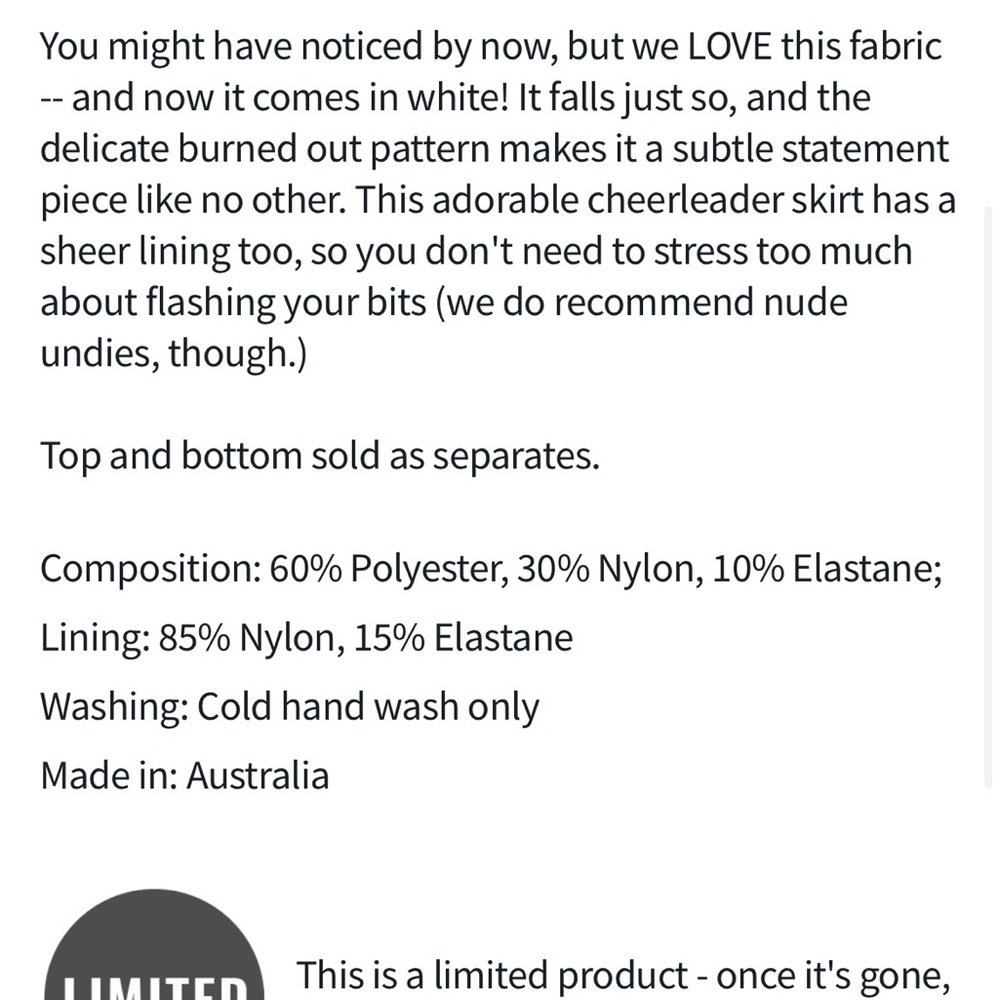 Burned Velvet White Cheerleader skirt    Limited - Picture 6 of 6
